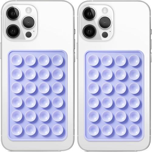 Anteel 2 Pack Silicone Suction Phone Case Mount, Non Slip Sticky Grip for Cellphone, Silicon Adhesive Suction Cup Mount, Strong Grip Holder for Selfies and Videos (Lavender)