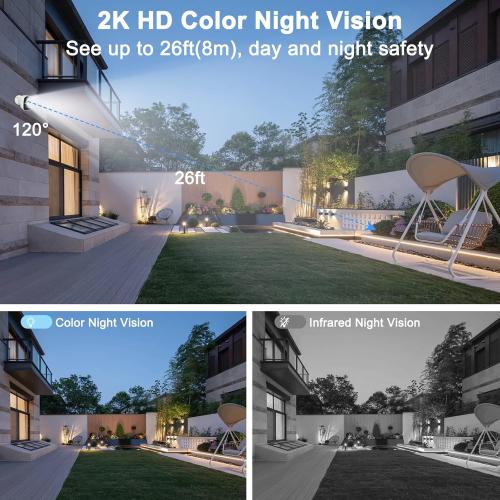 Security Cameras Wireless Outdoor, 2K Battery Powered WiFi Cameras for Home Security with AI Motion Detection, Color Night Vision, Spotlight, Siren, Waterproof, SD/Cloud Storage ( missing the instructions)