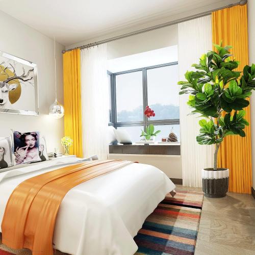 6ft Full Artificial Fiddle Leaf Fig Tree (72in) with Plastic Nursery Pot Faux Tree, Ficus Lyrata Fake Plant for Office House Farmhouse Living Room Home Decor (Indoor/Outdoor)