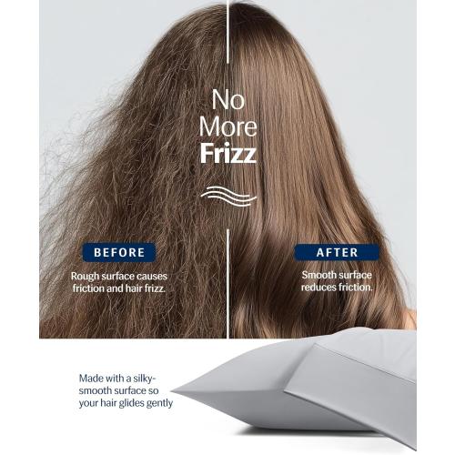 REST® Evercool®  Cooling Pillowcases King - 2 Pillowcases for Sensitive Skin, Silver Infused Fabric for Hygienic Sleep, Silky Smooth for Curly Hair, High Elastic for Snug Fit (19x35 inches)