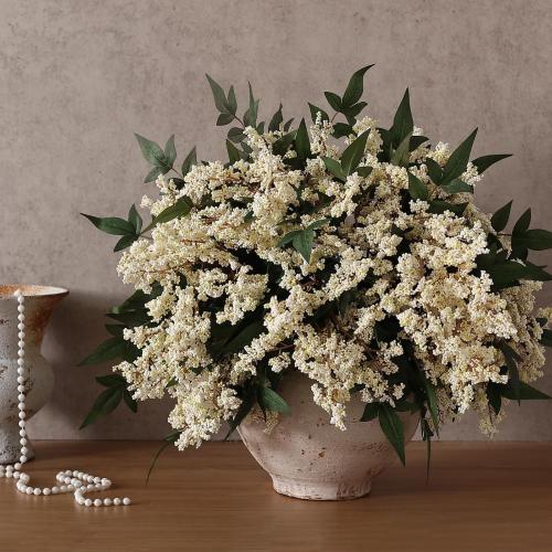 8 Pcs 36 Artificial Nandina Berry Stem, Fake Branches for Vase (Beige)