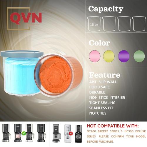 Ninja Creami Pints and Lids - 4 Pack Ninja Creami Containers, 16oz Creami Pint Containers Compatible with Ninja NC299AMZ & NC300s Series Ice Cream Maker - Dishwasher Safe & Good Sealing