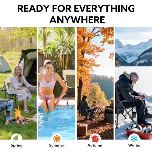 Size XL Color Grey and blue Heavy Duty Camping Chair 396lb Capacity (525lb MAX) - Waterproof 1680D Oxford - Oversized 2 Thick Padded Seat with Cup Holder & Cooler - Portable for Camping, Beach, Tailgating Slate/Navy