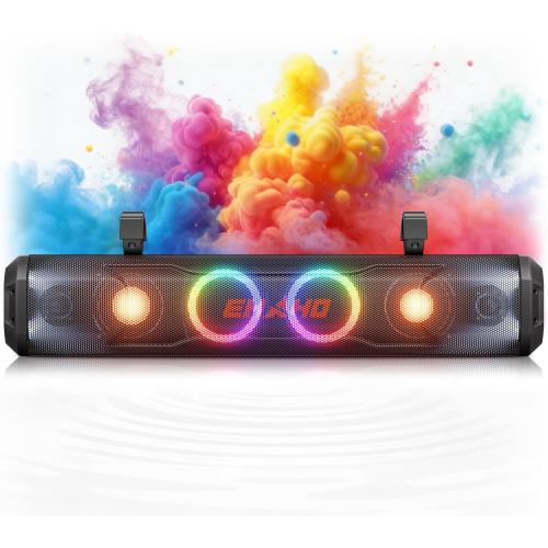 Ehaho 26 Inch 6 Speaker UTV Sound Bar, Bluetooth Golf Cart Speakers [Color Changing RGB & Strobe Light] IP66 Waterproof ATV Speaker System, SXS SoundBar Compatible with Polaris RZR CFmoto Can-Am
