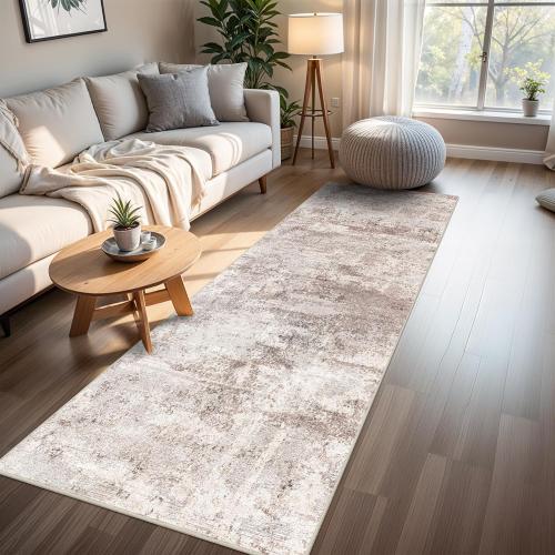 RUUGME Hallway Runner Rug 3x8 - runner Rug Stain Resistant for living room Non Slip Indoor Entryway Rubber Backing Carpet Bedroom Kitchen Distressed Floor Decor Mat Machine washable 3x8 Brown