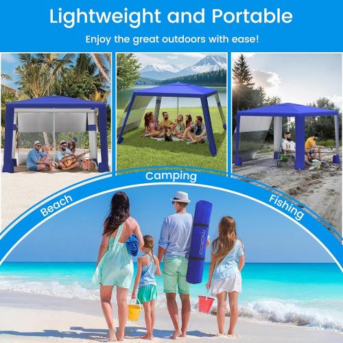 MoKo Beach Cabana, 8'×8' Large Beach Canopy with Side Wall, UPF 50  Protection Easy Setup Beach Tent Sun Shelter, Adjustable Height Wind Resistant Cabana Beach Tent for Whole Family, Navy Blue