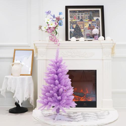 Small Christmas Tree 3FT Artificial Desktop Xmas Tree for Holiday Decor 160 Branch Tips,Purple