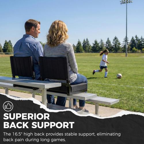 SPORT BEATS Stadium Seats with Back Support Bleacher Chairs with Back and Cushion Thick Padded Bleacher Seats Includes Shoulder Strap Black 1pc Regular - 17 W x 12 D x 16.5 H