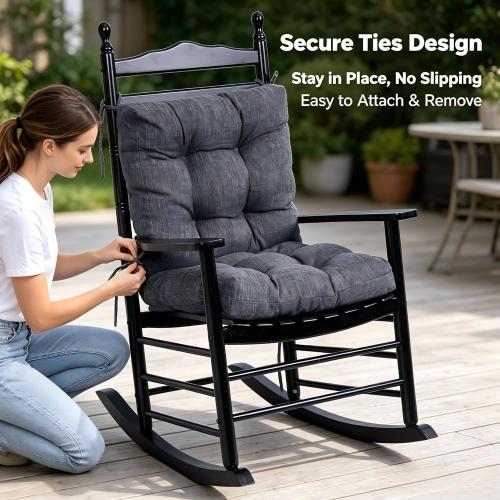 QILLOWAY Outdoor Chair Cushion for Patio Furniture, Waterproof Patio Cushions Set of 2 with Ties, Fade Resistant Replacement Pads for Outdoor Rocking Chairs,Charcoal Grey,Black ‼️possible stains and missing or broken pieces ‼️