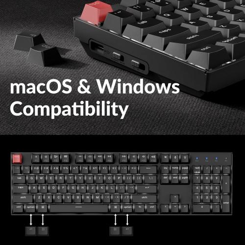 Black Keychron K10 Version 2 Full Size 104 Keys Bluetooth Wireless Mechanical Gaming Keyboard for Mac Windows with Keychron Super Brown Switch White LED Backlight/USB C Wired Computer Keyboard