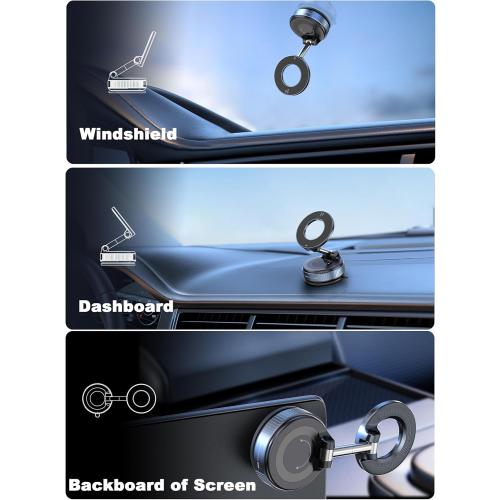Upgraded 360° Nano Gel Vacuum Magnetic Phone Holder, 108 LBS Heavy Duty Suction Cup Phone Mount for Car Dashboard & Windshield, 3000gf MagSafe Compatible with iPhone 17/16 Pro Max
