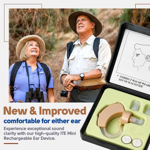 Hearing Aids BTE Behind the Ear,Hearing Amplifier for Seniors,Mini Size Sound Enhancer for Mild to Moderate Deafness(Pack of 1)