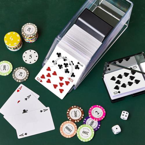 Honoson Blackjack Shoe and Discard Tray Clear Acrylic Blackjack Dealing Shoe Card Dispenser for Playing Cards Discard Holder Trays for Game Poker Accessories(4 Deck)