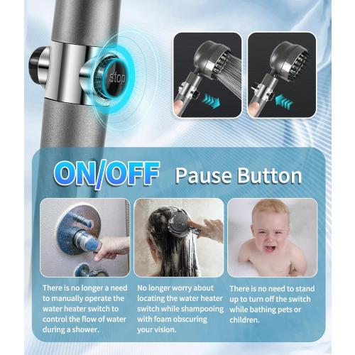 Ion Drops Filtered Shower Head with Handheld, High Pressure Water Flow Showerhead, with Shower Head Filter for Hard Water Boosting, with ON/OFF Switch and Rotatable Head