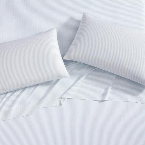 Laura Ashley Home - Standard Pillowcase Set, Breathable Percale Cotton Bedding, Crisp & Cool Home Decor (Ramona Blue, 2 Piece)