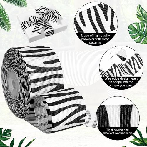 Chuangdi 1 Pcs Zebra Print Ribbon Christmas Craft 1.5 inch