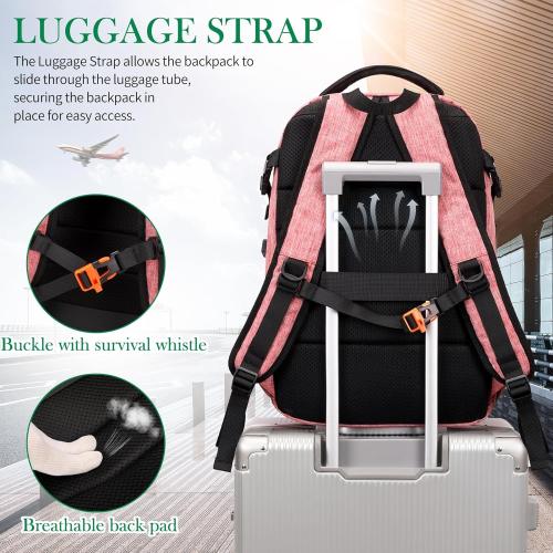 Large Laptop Backpack 17.3 inch Durable Waterproof Travel College Backpack Bookbag for Men & Women Business Backpack with USB Charging Port and Headset Port Light Pink
