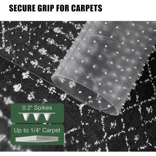 Chair Mat for Carpet, Office Chair Mat for Carpeted Floors, Non-Slip Carpet Protector Floor Mat with Grips, Plastic Heavy-Duty Rolling Desk Mat for Home Office and Gaming (Clear)