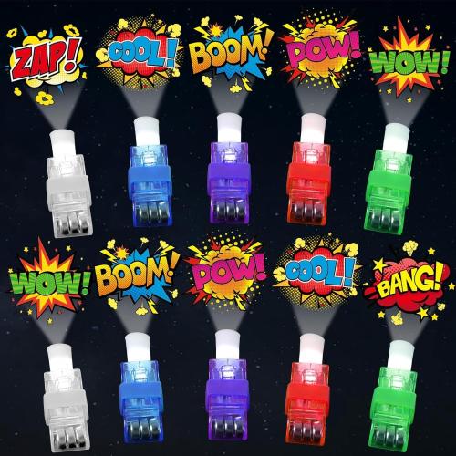CHUNNIN 36 PCS Super Theme Hero Party Favors Hero LED Light Up Finger Lights, Glow in the Dark Hero Party Finger Light Bulk for Father Day Goodie Treat Bags Stuffers Super Birthday Party Supplies