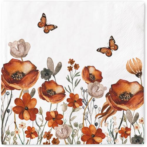 JarThenaAMCS 50Pcs Fall Floral Paper Napkins Vintage Autumn Wildflower Luncheon Napkin Flower Dessert Dinner Hand Napkin for Thanksgiving Harvest Wedding Birthday Party Supplies