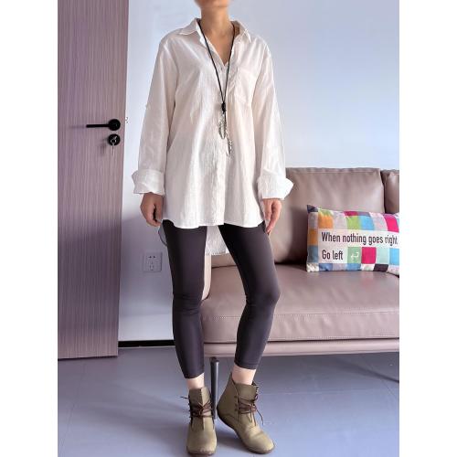 SizeL... lMinibee Women'sLinen Blouse High Low Shirt Roll-Up Sleeve Tops