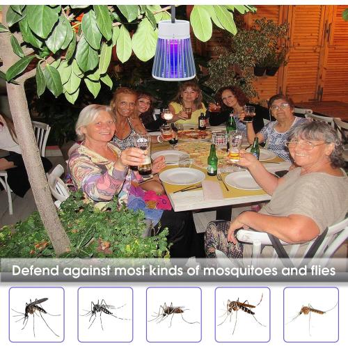 YOOYHHOME Mosquito Zapper, Rechargeable Bug Zapper with Safety Grid for Home and Camping, USB Charging Cordless Design, Purple Light Insect Killer for Indoor Outdoor Patio
