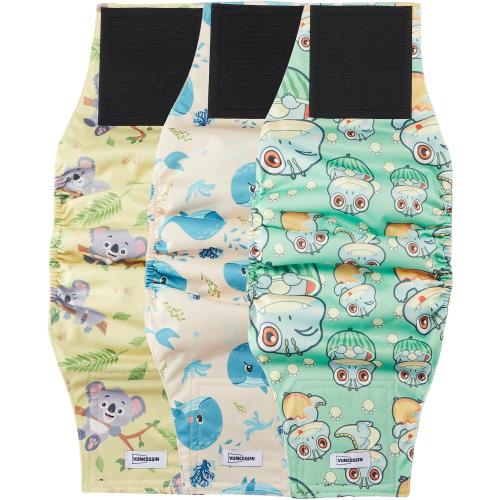 Washable Dog Diapers Male Reusable, Premium Belly Bands for Male Dogs Small, Pack of 3, High Absorbing Small Male Dog Pee Wraps for Doggie in Incontinence or Excitable Urination and Training(S)