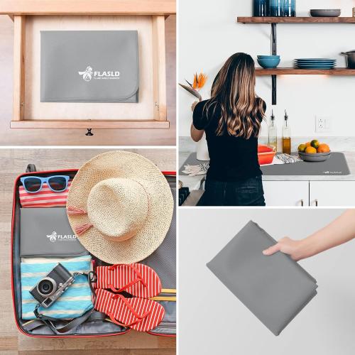 FLASLD Multi-Purpose Fireproof 24 X 42 inches Floor Mat for Indoor or Outdoor Use, Grill Pad for Fireplace, Kitchen Stove, CookTop and Hearth, Premium Deck and Patio Grill Mat, Silver Gray