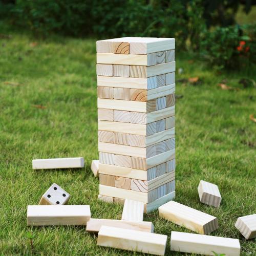 Giant Tumble Tower, 56 PCS Wooden Stacking Game (Stack to 3.5FT) - Pine Stack Timber Board Play with Carrying Bag-Classic Indoor/Outdoor Games for Adults Family