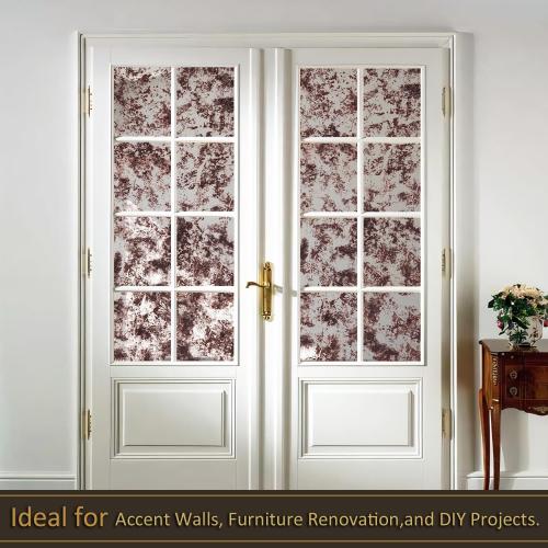 LiveInUrban Vintage Foxed Ancient Rust Antique Chrome Reflective Style Wallpaper, Grunge Peel and Stick Contact Paper for Wall Furniture Vanity Dresser Home Decor, 15.35x39.37