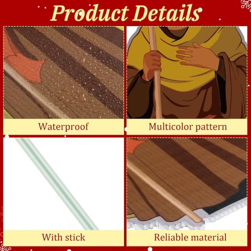 Amyhill 3 Pieces African American Christmas Decorations Black Nativity Set Outdoor Large Nativity Scene Manger Scene Holy Religious Yard Sign Decoration for Holiday Garden Lawn Decor