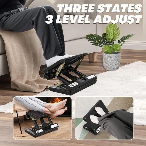 Footrest for Under Desk at Work,Height Adjustable Footrest with Massage Roller and Soft Pad,Foldable, Ergonomic fits Office,Home,Travel,Gaming,Sturdy Metal Frame,All-Season Use(Black)