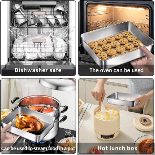 GIUOIDUO stainless steelFood Storage Containers setsstorage box with lidfreezer FrozenKitchen tray with lidOven plateSide dish plate Freezer & Dishwasher Safe