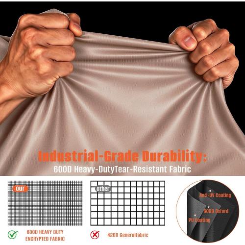 Rectangular Patio Table Cover, Waterproof, Khaki | Kovshuiwe Garden Furniture Covers for Shade and Rain Protection Fits Outdoor Dining Table and Chairs Furniture