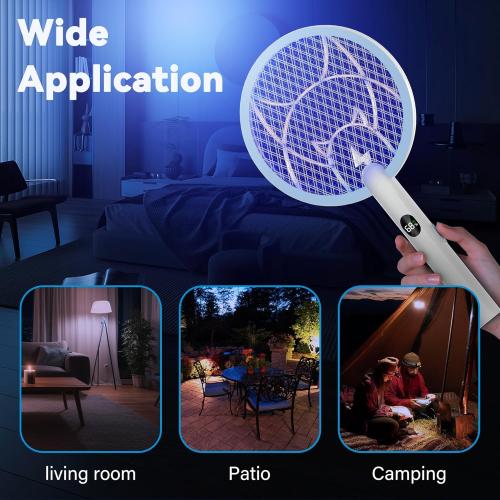 Nymrix Electric Fly Swatter 4100V Dual Mode Bug Zapper Racket（Blue,1-Pack）