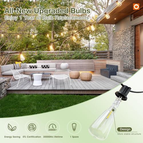addlon Size  54(48 6) FT Solar String Lights Waterproof,Patio Lights Solar Powered with Remote & USB Port 15 1 LED Shatterproof Bulbs 3 Light Modes, Dimmable Solar Light for Camping Backyard Garden