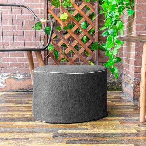 Outdoor Ottomans for Patio 20x12 Inches Modern Lightweight Foam Stuffed Pouf Outdoor Footstool Footrest Foot Stool Waterproof (Dark Gray)