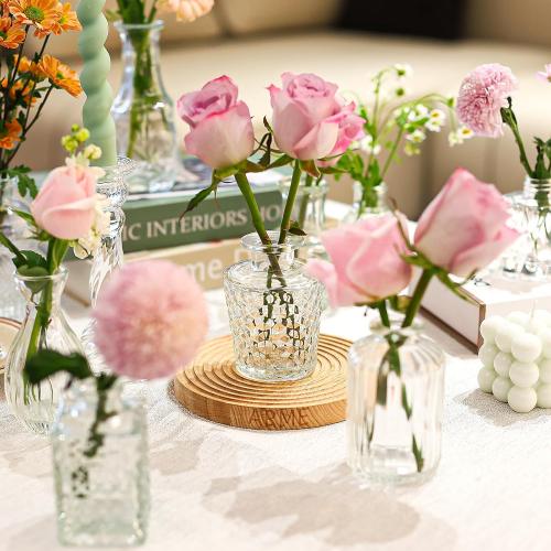 Arme Glass Bud vases in Bulk，Small Glass Flower Vase for Centerpieces 20Pcs