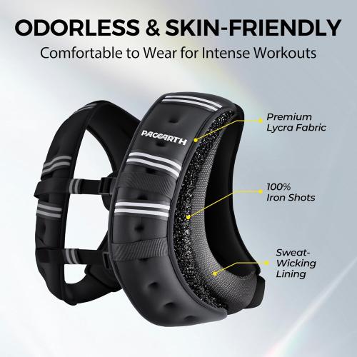 PACEARTH Weighted Vest,6lb/8lb/10lb/12lb/16lb/20lb/25lb/30lb Weight Vest with Reflective Stripe, Body Weight Vests for Women, Men, Weight Loss Workout, Strength Training, Running, Walking, Jogging