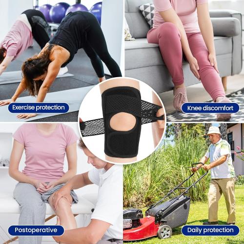 Color Black Knee Brace with Side Stabilizers Relieve Meniscus Tear Knee Pain ACL MCL Arthritis,Joint Pain Relief, Breathable Adjustable Knee Support Suitable for Men and Women with Sports Injuries