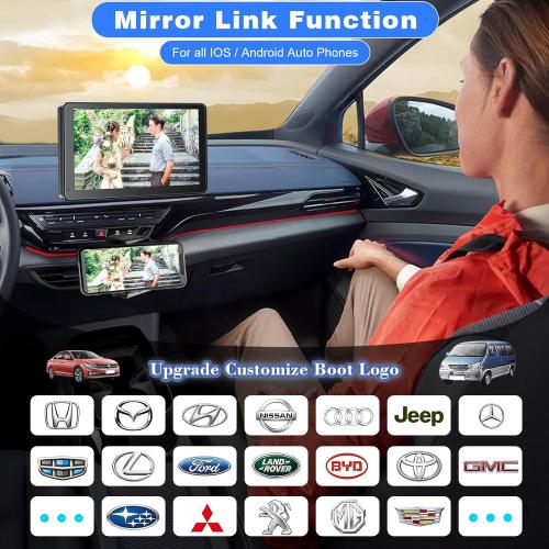 Portable Wireless with Apple CarPlay and Android Auto Screen for Car, 7 HD Touch Screen Car Stereo with Mirror Link, Bluetooth 5.2, Backup Camera, AUX,FM Transmitter for All Vehicle