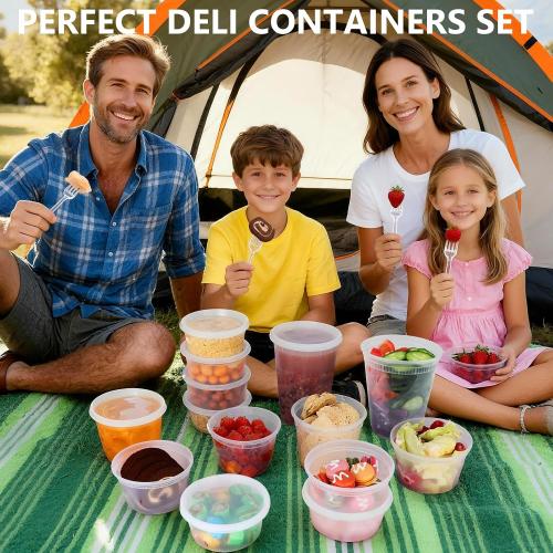 NESCCI 108 Sets (216-Piece) Deli Containers with Lids,16oz X 108 Set Each, Leak-Proof & BPA Free Airtight Takeout Plastic Food Storage Containers for Soup, Meal Prep, Microwave/Freezer Safe