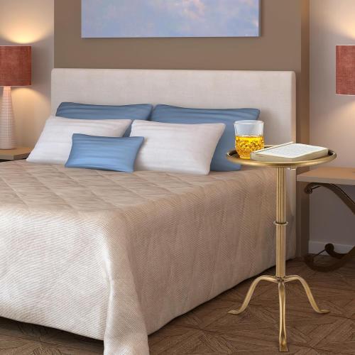 1 Pcs Metal Martini Table Bronze Small Round Drink Table12.5 x 12.5 x 27.75 Inches Pedestal Iron Side Tables for Small Spaces Bedroom Living Room