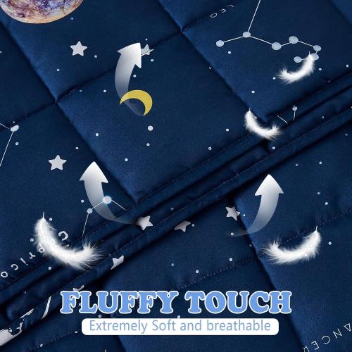Weighted Blanket - 5 lbs Navy Starry Sky Heavy Blanket - Breathable Blanket