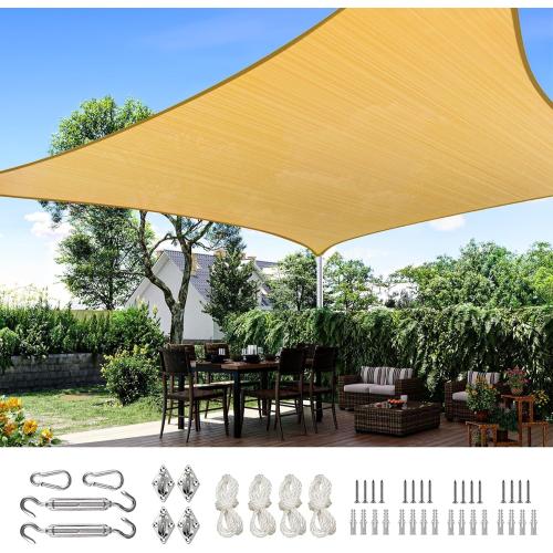 Quictent 20x16ft Rectangular Sun Shade Sail 185G HDPE Canopy 98% UV Block Outdoor Patio Garden Commercial Deck with Hardware Kit (Sand)‼️missing kit‼️