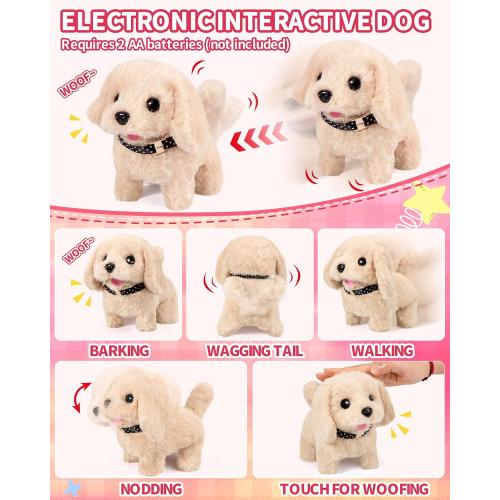 Eohemeral 23 Pcs Puppy Walking Dog Toy for Kids 3 4 5 6 7 8 | Electronic Interactive Puppy with Carrier & Leash, Realistic Barking Wagging Tail Plush Dog, Birthday Gifts for Girls