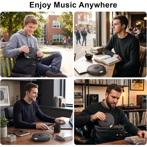 Gueray CD Player Portable with Earphones, CD Discman AUX Cable for Car Home