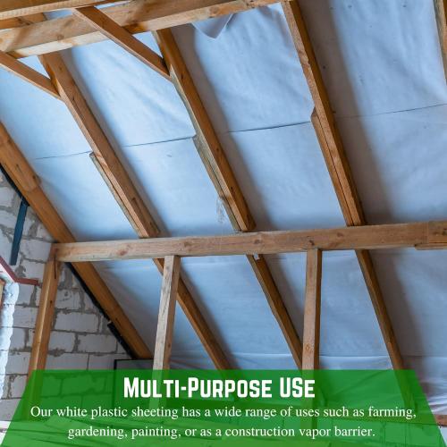 Farm Plastic Supply - White Plastic Sheeting - 10 mil - (10' x 100') - Thick Plastic Sheeting, Heavy Duty Polyethylene Film, Drop Cloth Vapor Barrier Covering for Crawl Space”