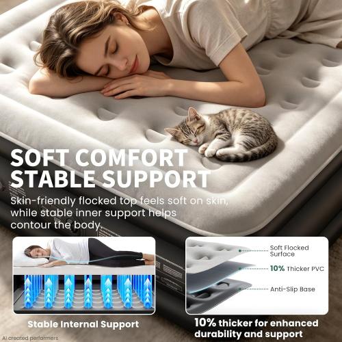 OhGeni Air Mattress Queen with Built in Pump, 18 Raised Blow up Bed, 800lb