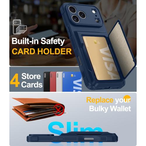 Oneagle Wallet for iPhone 17 Pro Case with Card Holder & Kickstand, Blue